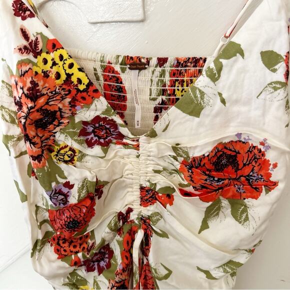 Free People Happy Heart Mini Dress Ruched Smocked Back Adjustable Strap Size M - Picture 5 of 8